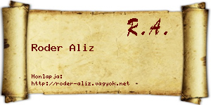 Roder Aliz névjegykártya